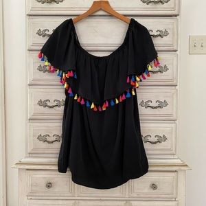 Vici Black Tassel Top